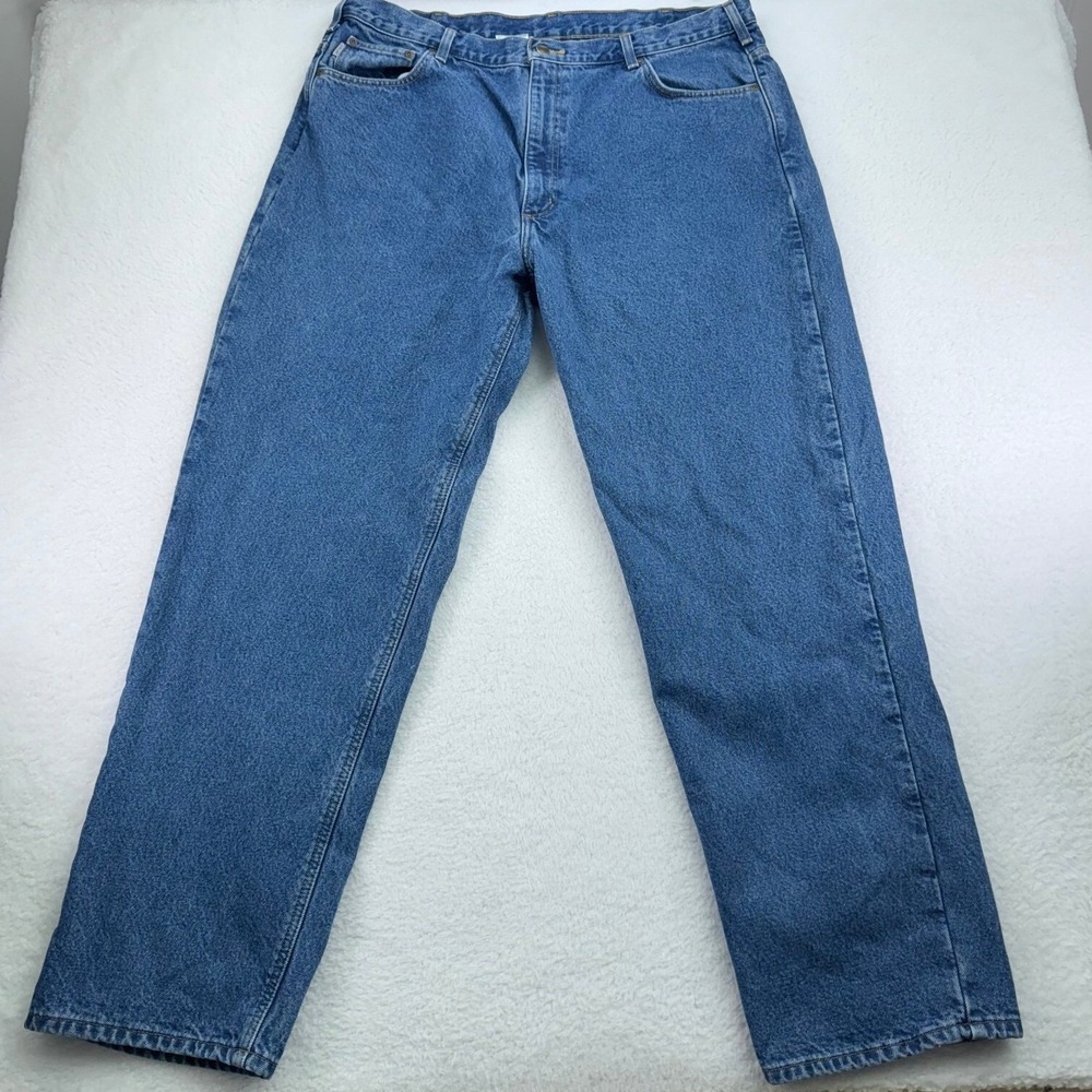 Carhartt Jeans Mens 42x34 (Fit 40x32) Blue Relaxed Fit Flannel Lined B172 Mexico